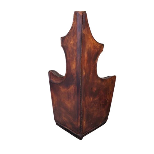 Rustic Vintage Architectural Leather on Wood Chair For Sale - Image 3 of 9