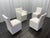 Curated Set of Four RH Ellison Fabric Dining Chairs Perennials® Performance Textured Linen Weave — White Recessed Caster...