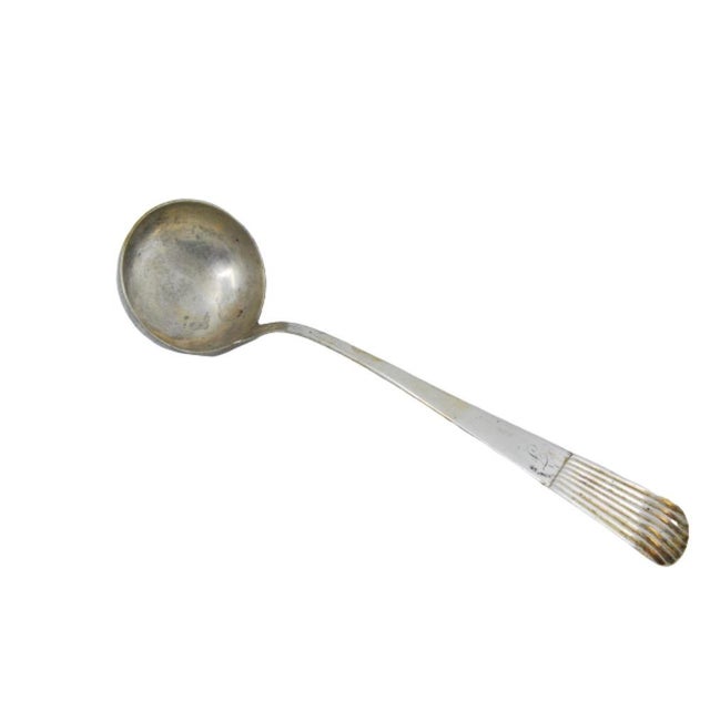 Metal Silver Soup Ladle with Stripe For Sale - Image 7 of 7
