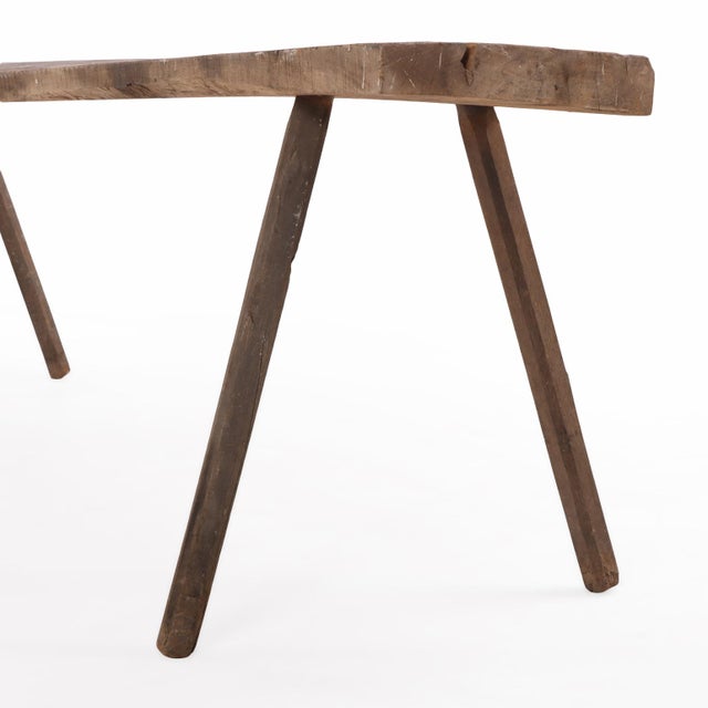 Rustic European Early 20th Century Primitive Workbench Table, Solid Wood – 113.5″ For Sale - Image 3 of 7