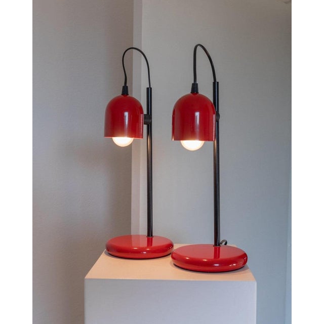 Postmodern Red Table Lamps, Italy, 1980s, Set of 2 For Sale - Image 4 of 11
