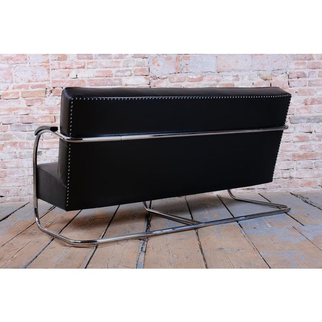Bauhaus Sofa in Chrome and Leather from Mücke-Melder, Czech, 1930s For Sale - Image 9 of 13