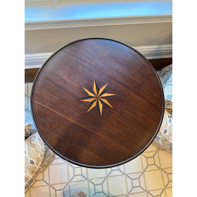 Late 19th Century Late 19th Century Antique Georgian Mahogany Inlay Flip Top Tea Table For Sale - Image 5 of 12