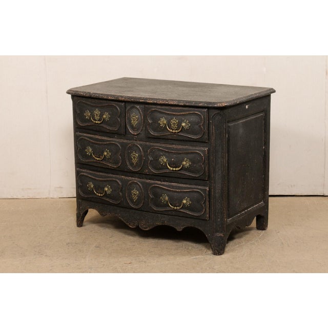 Charcoal 18th C. French Louis XV Bow-Front Commode For Sale - Image 8 of 10