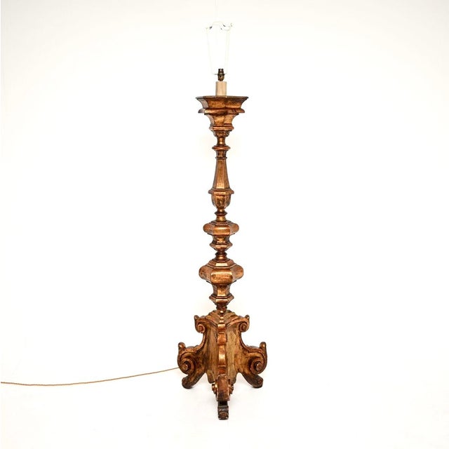 Antique Italian Renaissance Style Gilt Wood Floor Lamp, 1920 For Sale - Image 4 of 11