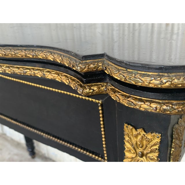 19th Century French Ebonized Folding Card Table with Bronze Mounts For Sale - Image 9 of 18