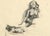 Elegant drawing of two nudes by Michael William Eggleston (American, 20th Century). Signed with the initials "MWE" in the...