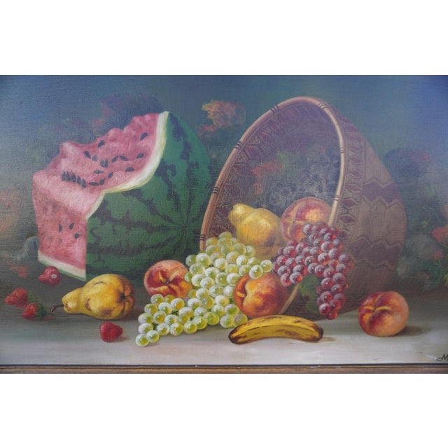 Realism 1910s Still Life of Fruit by Mabel Lemos, Oil on Canvas For Sale - Image 3 of 9