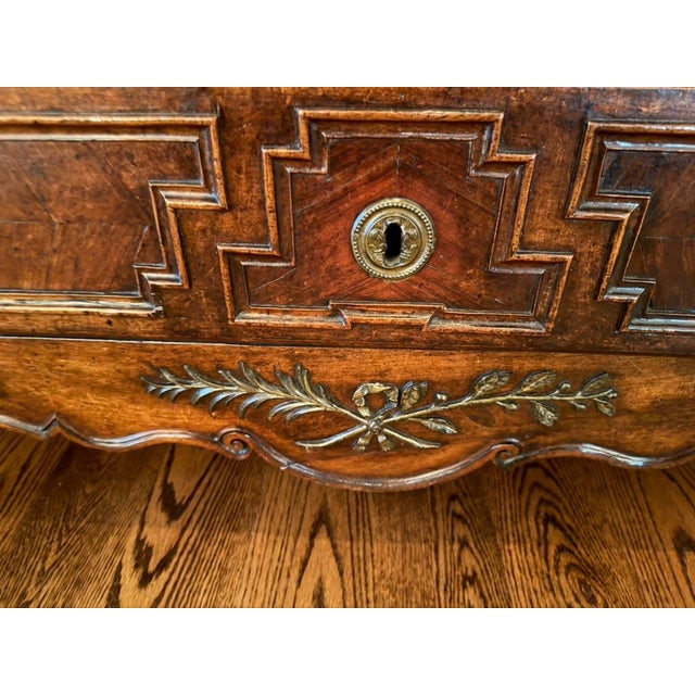 18th Century French Louis XV Walnut Armoire With Burr Elm, Chevron Inlay, Circa 1770 For Sale - Image 4 of 17