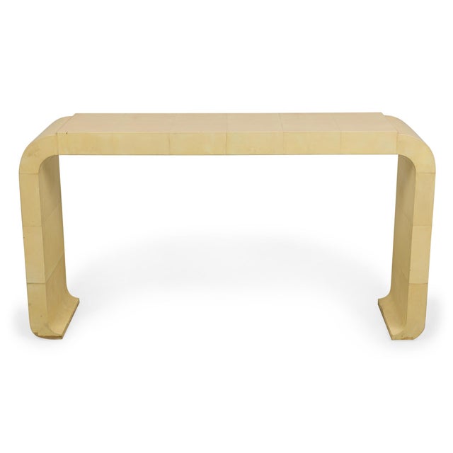 Italian Mid-Century Style Parchment Console Tables - A Pair | Chairish