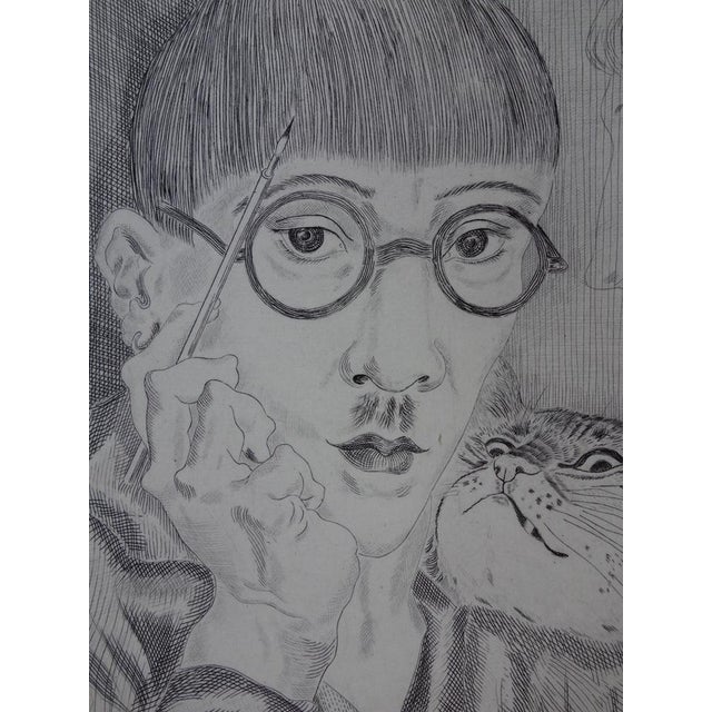 Tsuguharu Léonard Foujita, Self-Portrait with Cat, Original Engraving For Sale - Image 6 of 11