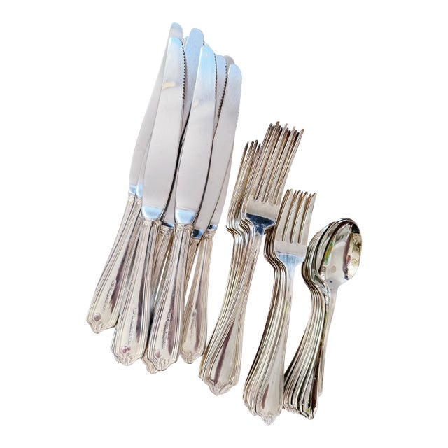 1960s 60 Piece Silver Plated Flatware Service for 12 From the Key Biscayne Hotel Miami For Sale