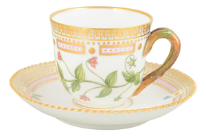 Flora Danica Demitasse Cup with Saucer in Porcelain from Royal Copenhagen, 1960s, Set of 2