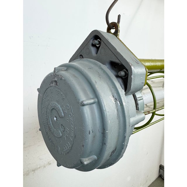 Soviet Industrial Grey Hanging Tube Light, 1970s For Sale - Image 6 of 18