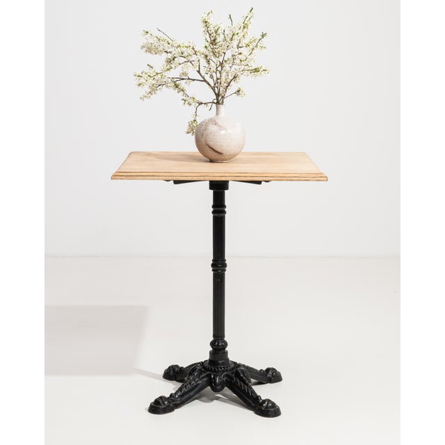 Cream Cast Iron Bistro Table with Oak Top, Antique, France, 20th Century For Sale - Image 8 of 11