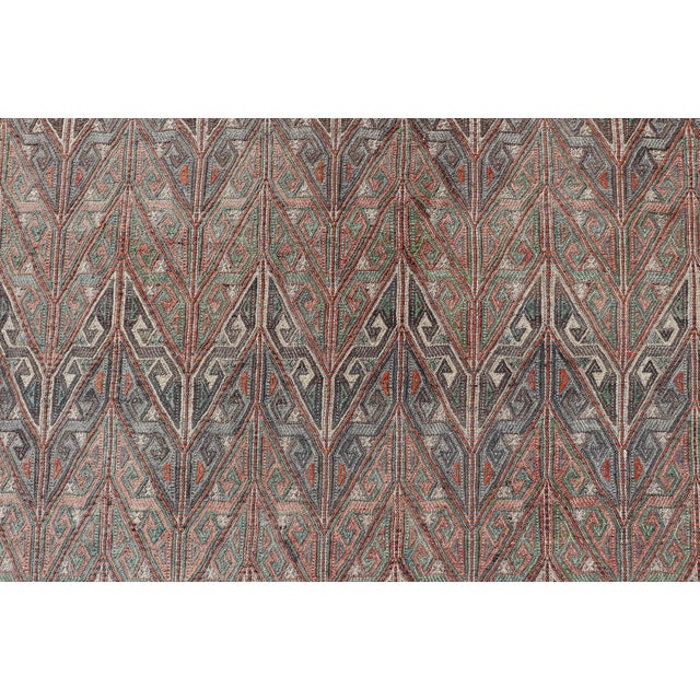Vintage Turkish Kilim Rug With Geometric Design in Warm Earthy Tones 6'8 X 10'4 For Sale In Atlanta - Image 6 of 10