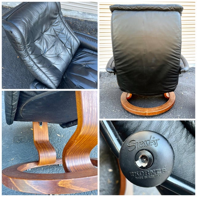 Reclining Swivel Lounge Chair + Ottoman | by Stressless for Ekornes For Sale - Image 11 of 12