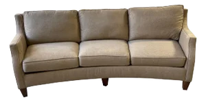 Three Seat Curved Shape Sofa in a Greek Key Design Fabric, 21st Century