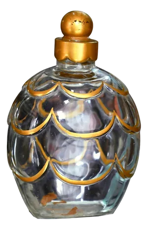 Art Deco Crystal and Gold Perfume Bottle with Drapery Motif by Georges Chevalier for Baccarat, 1930s