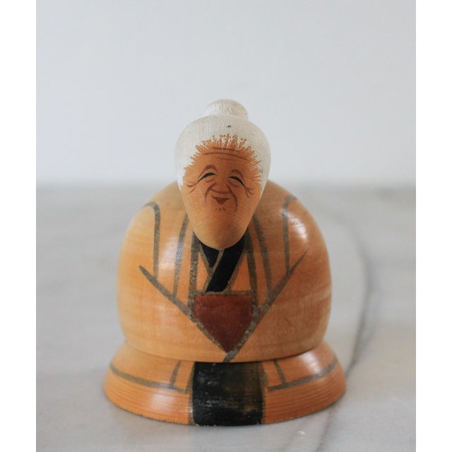 Brown Vintage Kokeshi Dolls Couple - A Pair For Sale - Image 8 of 11