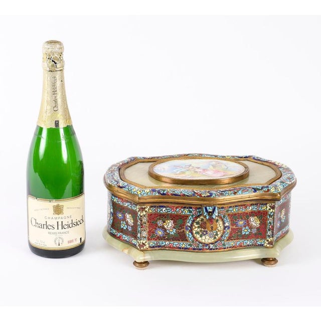 Antique French Porcelain-Mounted Champlevé and Onyx Casket, 19th Century For Sale - Image 18 of 18