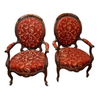 Antique Louis-Philippe Mahogany Chairs, 1800s, Set of 2 For Sale