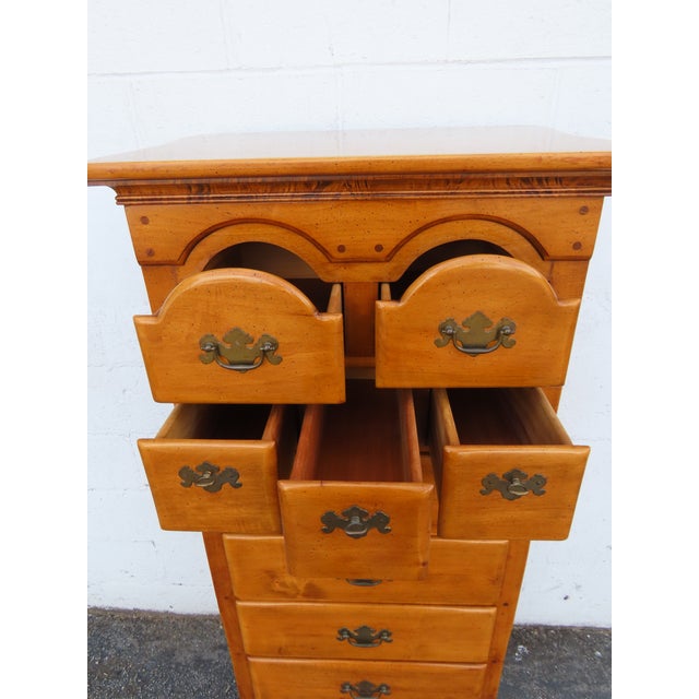 Late 20th Century Pier Cabinet Solid Maple Distressed Tall Narrow Lingerie Jewelry Chest 6243 For Sale - Image 5 of 16