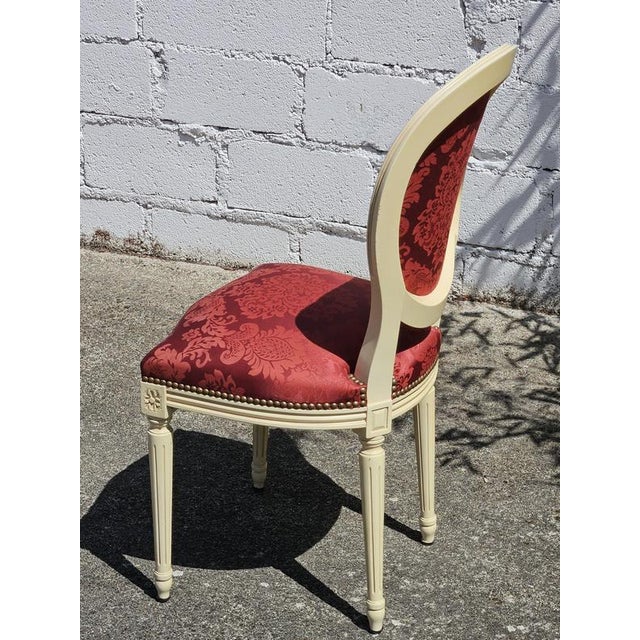Antique Louis XVI French Medallion Damask Chairs, Set of 4 For Sale - Image 14 of 18