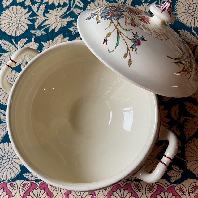 Rare polychrome set circa 1900. Exquisite French Antique big Soup Tureen, and serving dish. These lovely models are made...