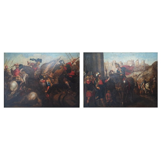 Italian Artist. Pair of Battles, 1800s, Oil on Canvas For Sale - Image 5 of 11