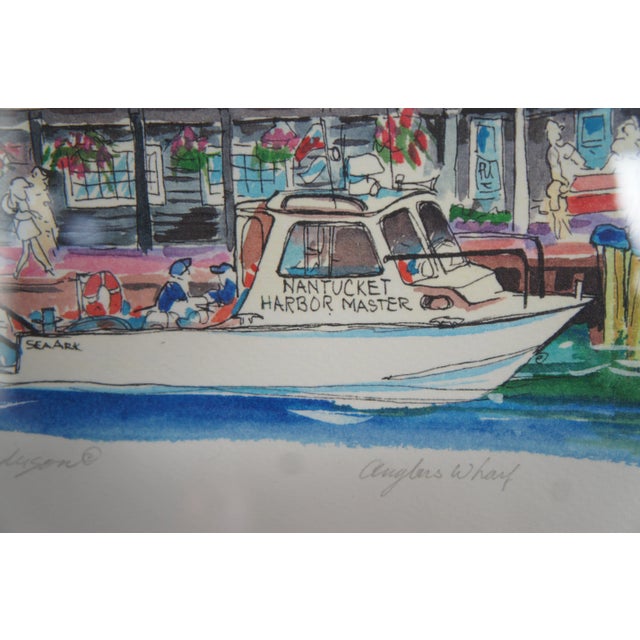 1990s Vintage Pat Anderson Anglers Wharf Nautical Nantucket Harbor Lithograph Print For Sale - Image 5 of 13