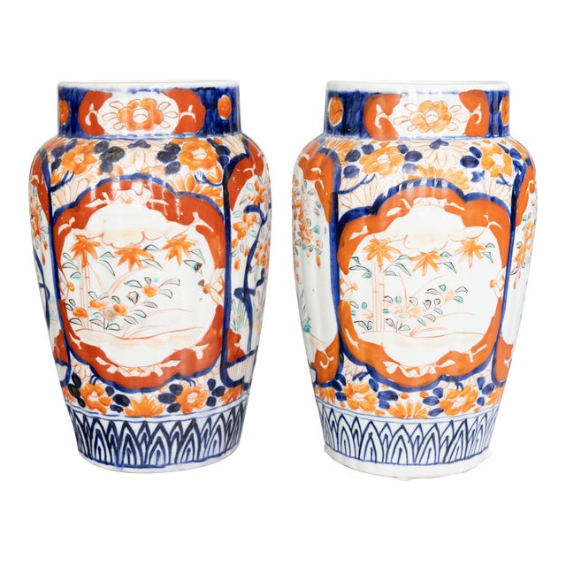 Antique 19th Century Japanese Imari Porcelain Vases - a Pair For Sale