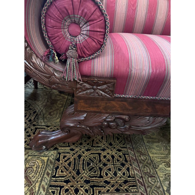 American Empire Revival Mahogany Scroll Arm Sofa, 90” For Sale In Houston - Image 6 of 8