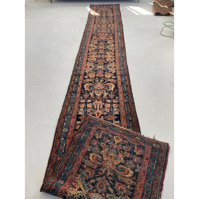PLUSH FULL PILE Long & Narrow Antique Runner Rug 2.6 x 17 For Sale - Image 16 of 16