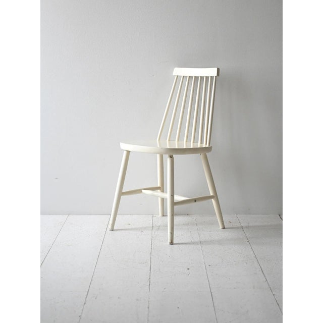 Wood Vintage White Pinstolar Chairs, 1960s, Set of 6 For Sale - Image 7 of 15