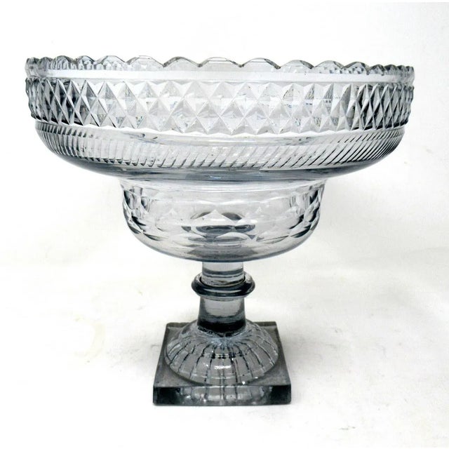 Traditional Antique Irish Tipperary Waterford Glass Cut Crystal Georgian Centerpiece Bowl For Sale - Image 3 of 13