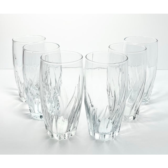 Contemporary Anchor Hocking “Central Park, Clear” 6 Highball Tumbler Drinking Glasses For Sale - Image 3 of 7