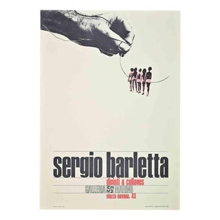 Paintings and Collages Exhibition Poster by Sergio Barletta, 1970s For Sale