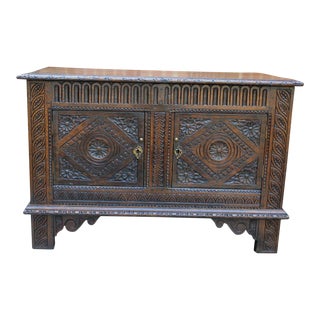19th Century Antique English Oak Chest Blanket Box Trunk Coffer For Sale
