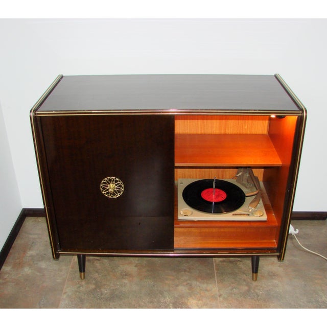 Brown Vintage Cabinet with Record Player and Bar, 1960s For Sale - Image 8 of 12
