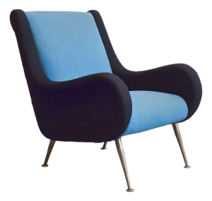 Vintage Mid-Century Lounge Chair in Wool & Brass in the Style of Marco Zanuso, 1950s