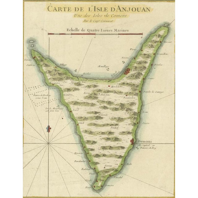 Comoros French Naval Sea Chart with Anjouan Island by Bellin, 1765 For Sale - Image 6 of 10