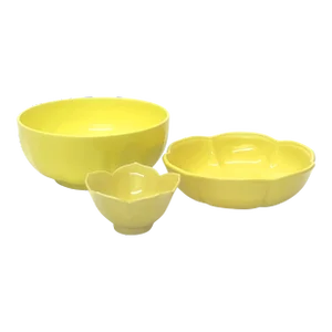 Mid-Century Lemon Yellow Serving Bowl Curation - Group of 3