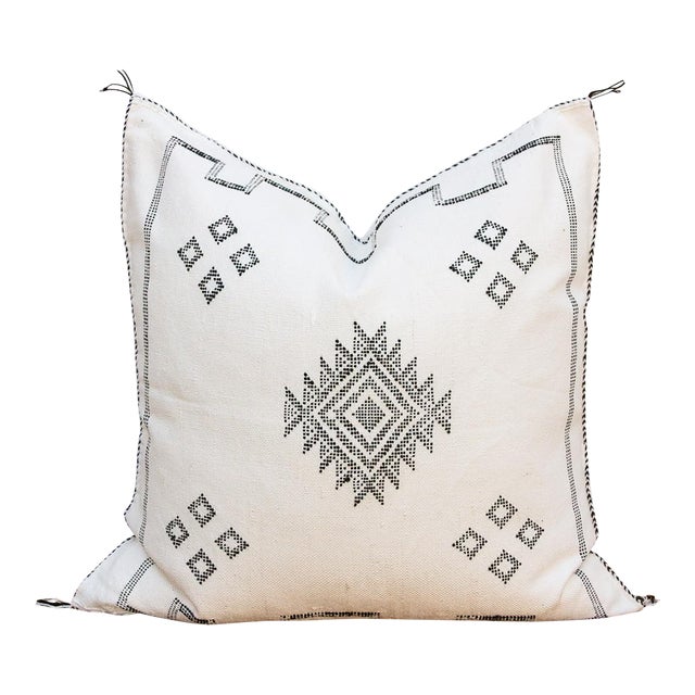 24" Casbah Charcoal Moroccan Silk Pillow For Sale