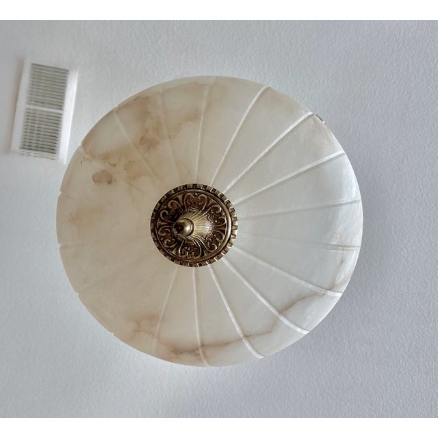 1970s French Directoire Style Alabaster Flushmount Ceiling Light For Sale - Image 9 of 16