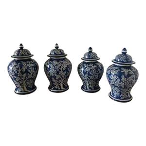 1970s Pottery Ginger Jars- Set of 4