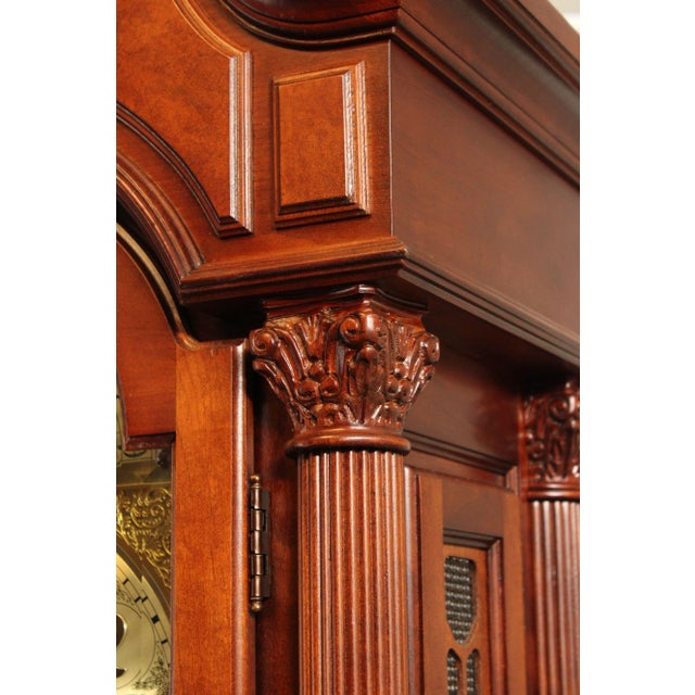 Brown Late 20th Century Ridgeway Traditional Cherry Tall Case Grandfather Clock For Sale - Image 8 of 13