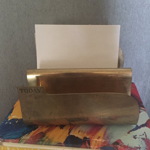 Mid Century Modern Retro "Soon & Today" Etched Brass Paper Letter