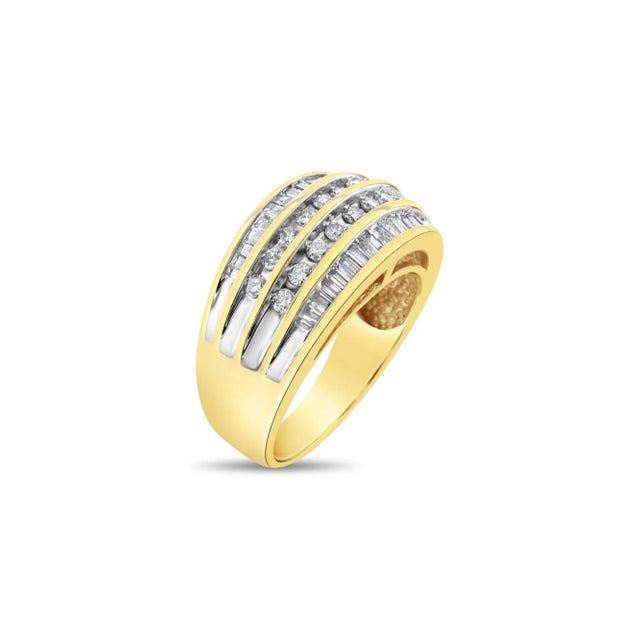 Contemporary Four Row Vintage Diamond Wedding Band 14k Two-Toned Gold, Size 6.5 For Sale - Image 3 of 4