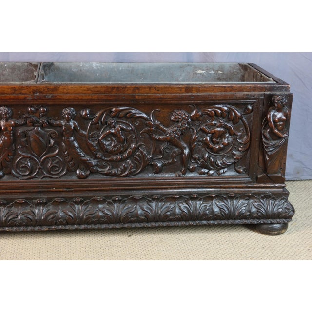 Wood Renaissance Planter in Carved Walnut For Sale - Image 7 of 13